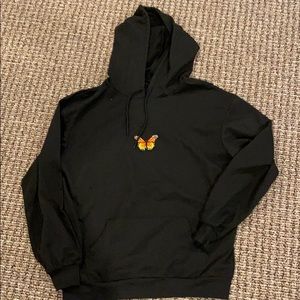 Black lightweight hoodie with butterfly